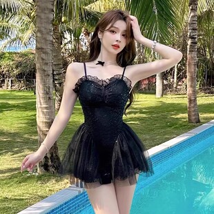 2026新款泡温泉爆款高级感少女连身泳衣女款裙式蕾丝性感游泳装