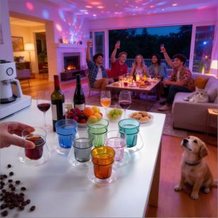 新品双层彩色单口耐热玻璃杯微波炉加热功夫茶黑咖啡用具居家商务