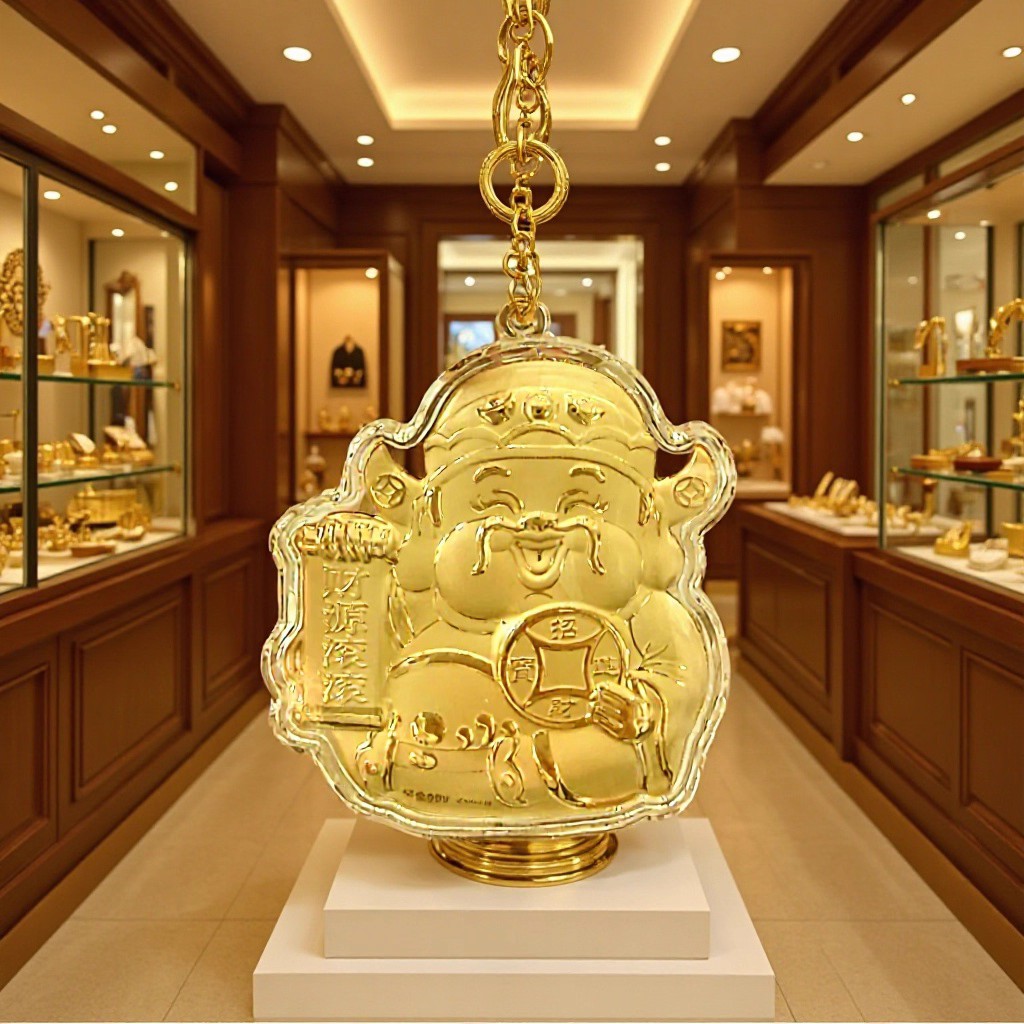 水贝同款足金元宝招财猫财神爷HelloKitty猫手机链挂饰钥匙扣配件