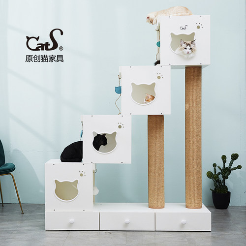 cats猫家具步步高木制猫玩具送垫
