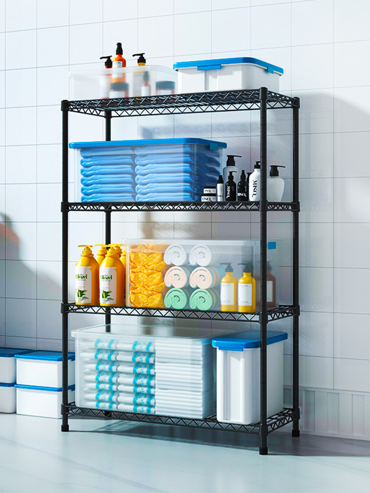 新款浴室置物架4层落地毛巾浴巾收纳洗发水收纳架衣物储物箱架子