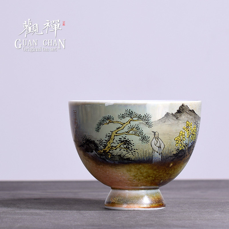 景德镇柴烧开片全手工功夫茶杯