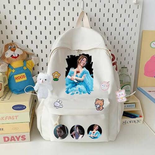 邓紫棋书包大容量英文百搭印花学生双肩包背包轻便耐用明星应援