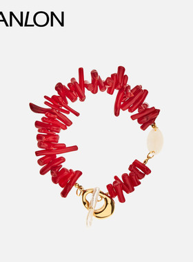 自然论爆竹系列海竹手链红色天然石度假风复古小众张杰演唱会同款