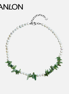 绿色项链珍珠原创设计无性别碧玉