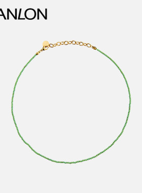 自然论可爱绿色米珠项链绿松百搭花毛衣链小众高级感