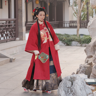 蜀御司【你的专属拜年服来啦!】方领对襟半臂长衫补服麂皮绒外套