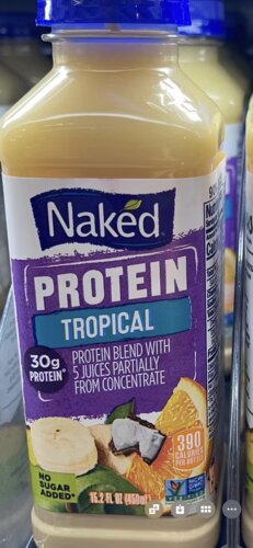 代购正品 美国进口 Naked Juice蛋白果汁饮品 热带水果味 不加糖
