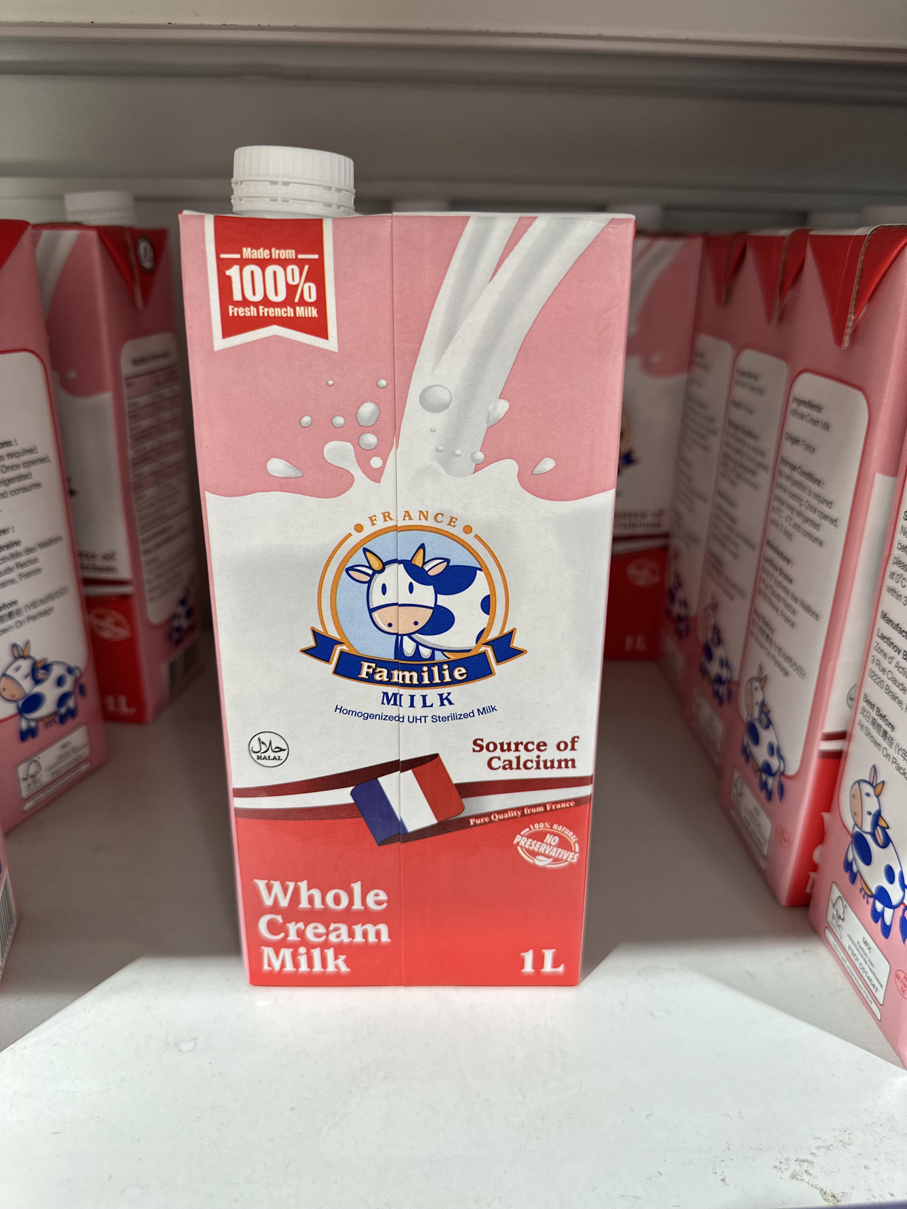 代购正品 法国进口 Familie全脂牛奶/纯牛奶 不添加防腐剂 高钙1L