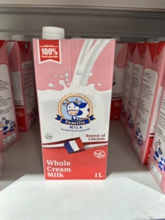 代购正品 法国进口 Familie全脂牛奶/纯牛奶 不添加防腐剂 高钙1L