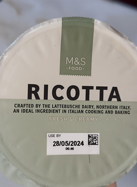 代购英国进口 M&S FOOD/玛莎食品RICOTTA芝士 250克