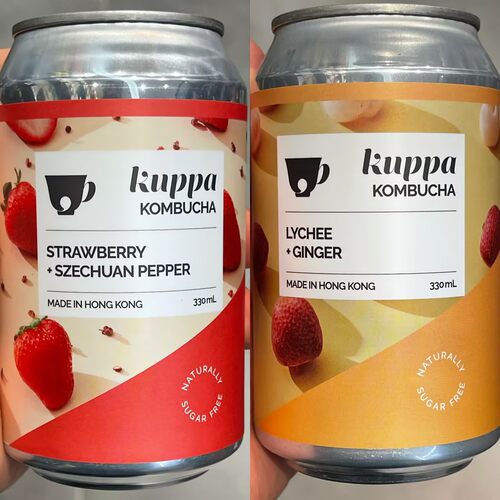 代购香港KuppaKombacha杯子红菌茶0蔗糖生姜荔枝乌龙茶 330ml/3罐