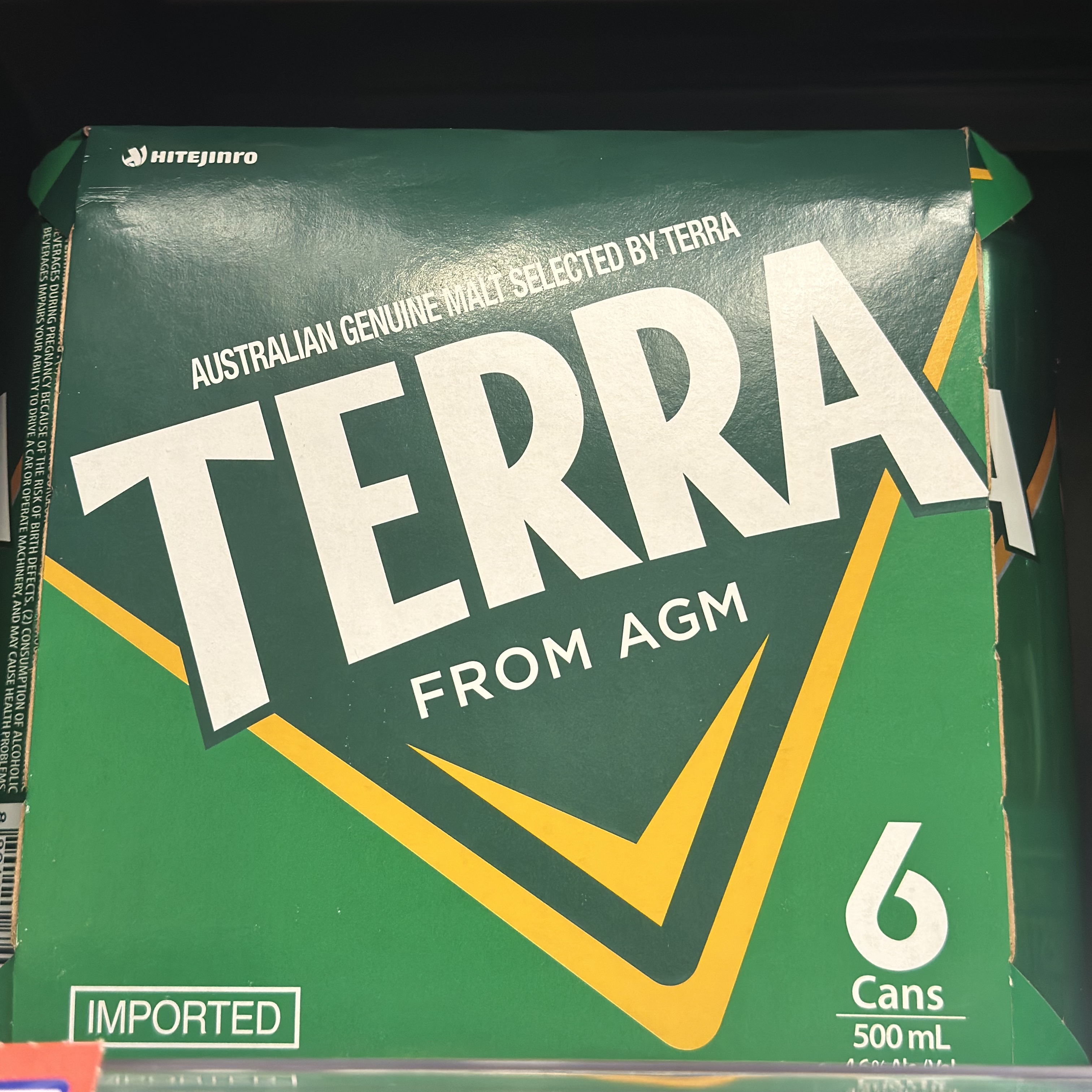 代购 韩国进口 HITE TERRA/海特TERRA巨罐装啤酒 500毫升*6罐