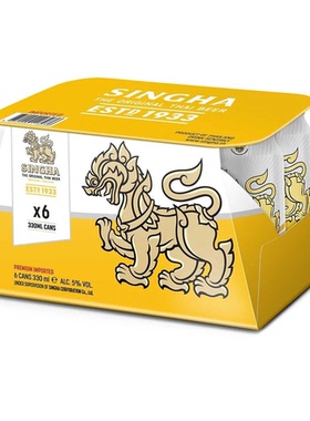 代购正品 泰国进口 SINGHA/胜狮罐装啤酒 酒精度5% 330毫升*6罐