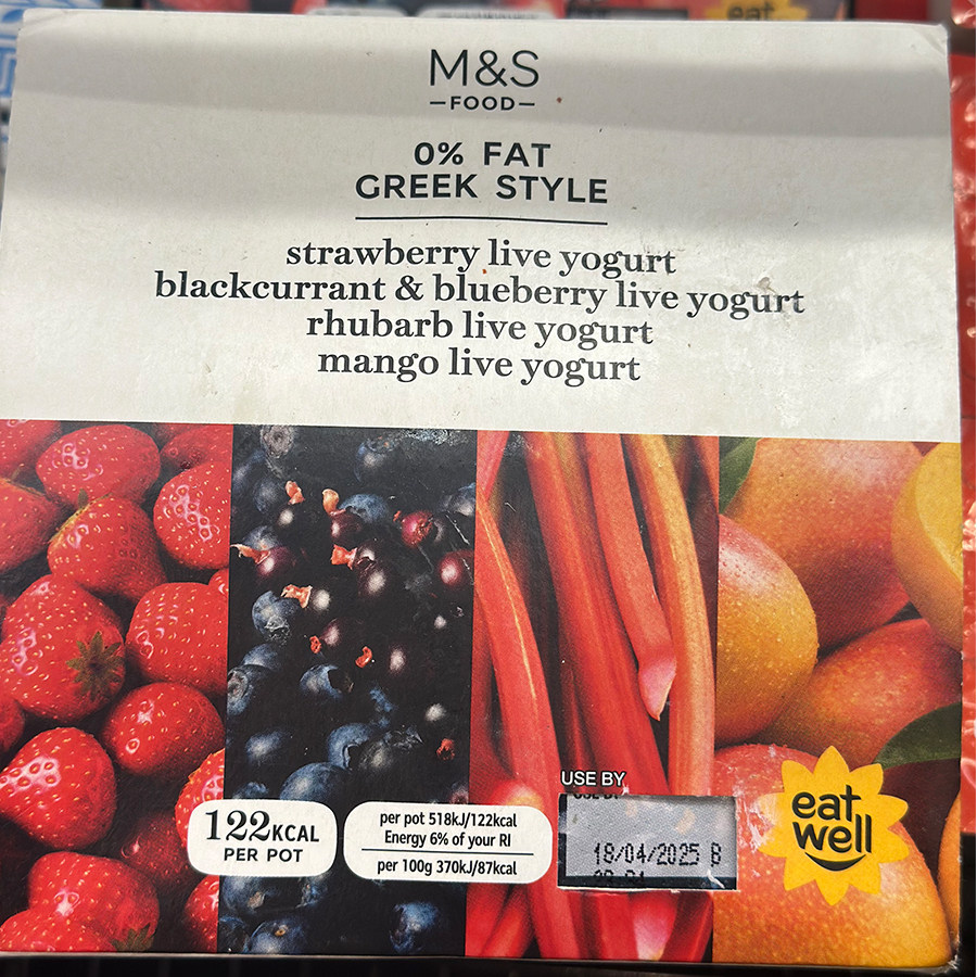 进口 M&S/英国玛莎希腊式脱脂精选果味乳酪 四种口味混合装 640克