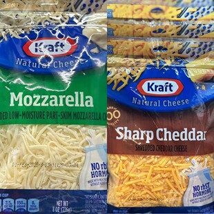 代购美国进口 KRAFT/卡夫部分脱脂莫苏里拉碎芝士 226克