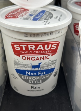 代购美国进口 STRAUS有机欧陆风味脱脂纯乳酪/零脂肪酸奶