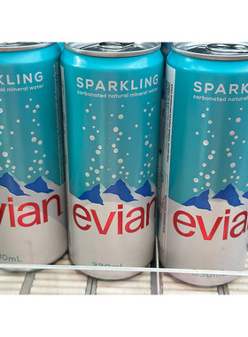 代购法国进口 Evian/依云有气天然矿泉水/饮用水330毫升*6罐