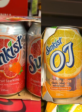 代购 SUNKIST/新奇士OJ橙汁汽水饮品/有气柠檬汁饮品