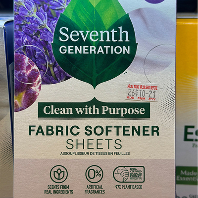 美国进口Seventh Generation干衣衣物柔顺纸薰衣草蓝尤加利香味