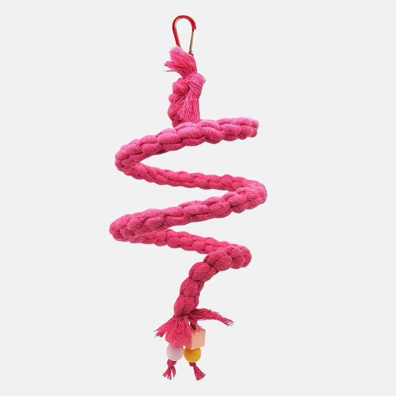鹦鹉攀爬绳鸟类站杆棉绳旋转爬梯彩色弹簧纯色绳索大中小鹦鹉玩具