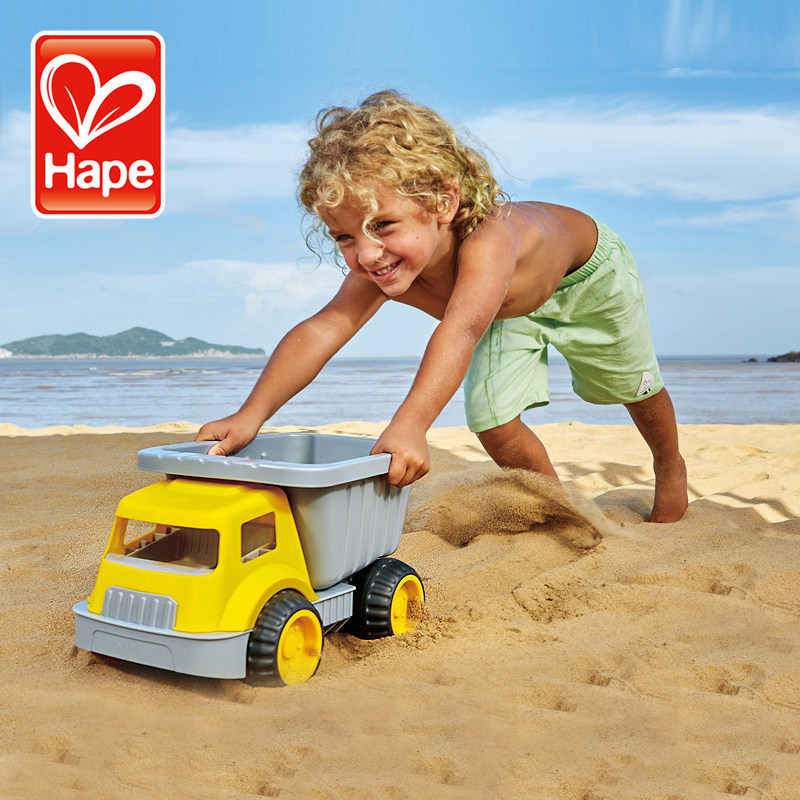 hape沙滩玩具运沙车大号翻斗车儿童玩沙挖沙铲沙工具决明子男孩