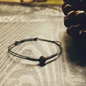 仲夏至 原创设计手作编织天然黑曜石不哭文艺情侣手链绳男女调节
