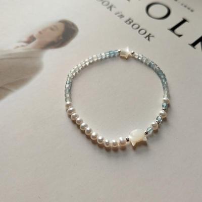 可爱小猫星星海蓝宝方糖手链