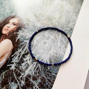 城南 原创细小精致天然青金石克莱因蓝显白弹力女百搭小众手链串