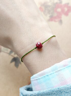 四股编绳精细编织紫晶砂莲花手绳