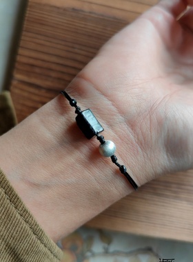 简约原创文艺黑碧玺石设计冷淡风