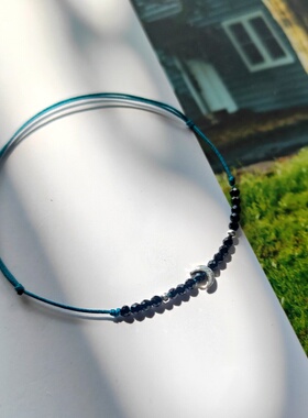 925银月亮黑尖晶显白通勤细手绳