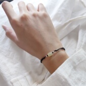 安康 平安羊角珠润黑绳文艺简约百搭静心清神编织男女细手绳