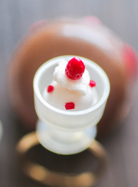 精致可爱迷你草莓冰淇淋杯戒指