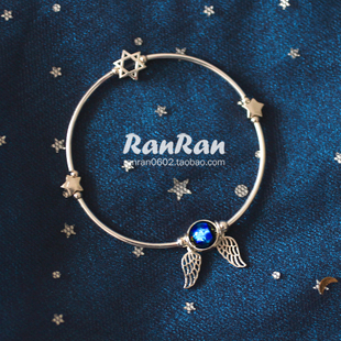 RanRan手工 925纯银极光之翼手造琉璃天使翅膀六芒星手环手链手串