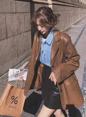 皮衣外套女2026春秋新款韩版时尚宽松英伦风小西服高级感炸街西装