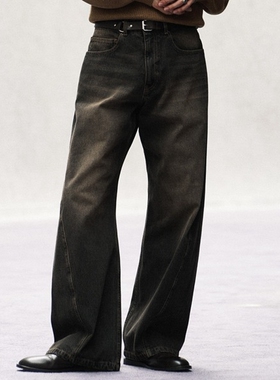 东京胖黄瓜日本代购 WYM LIDNM 复古弯曲牛仔裤 WYpt1240