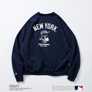 【8折】MLB x PEANUTS 加绒宽松印花圆领卫衣 男款 0913