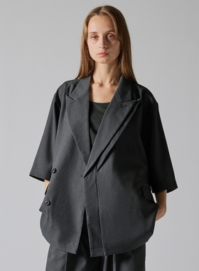 东京胖黄瓜日本代购 CLEL 亚麻混纺双翻领短袖夹克 CLEjk1171