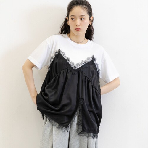 东京胖黄瓜日本代购 RAGEBLUE 女款 背心拼接短袖T恤 669541