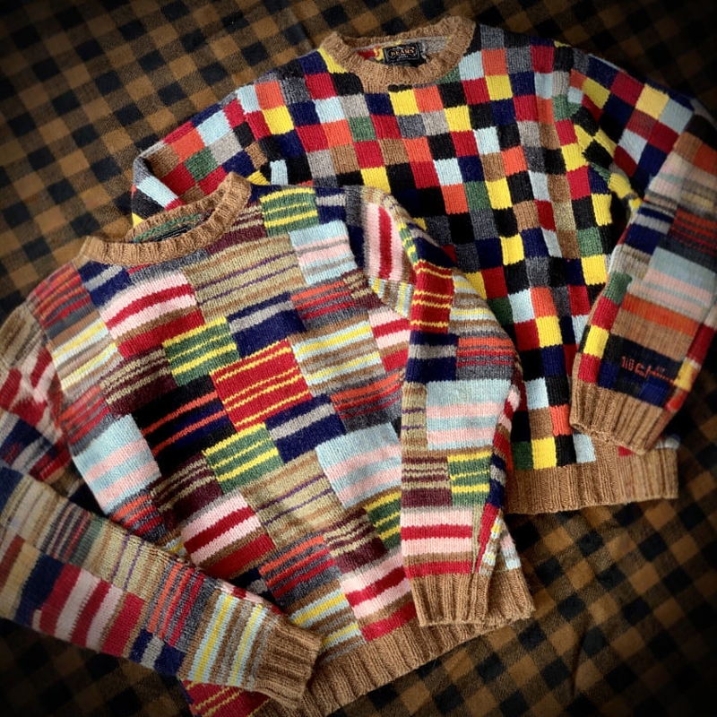 【6折】BEAMS PLUS 纯羊毛拼凑针织毛衣 男款 0140