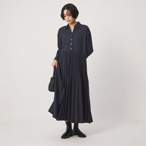 日本代购 green label relaxing 荷叶边褶皱连衣裙 0024