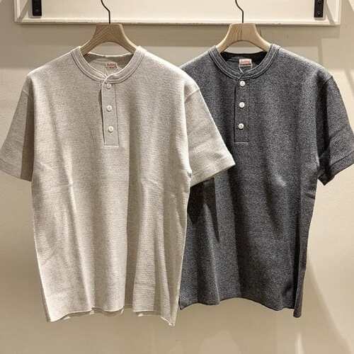 【7折】Healthknit x BEAMS PLUS 纯棉蜂窝亨利领T恤 男款 0131