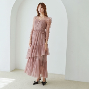 东京胖黄瓜日本代购 SNIDEL 多层薄纱连衣裙  SWFO255040