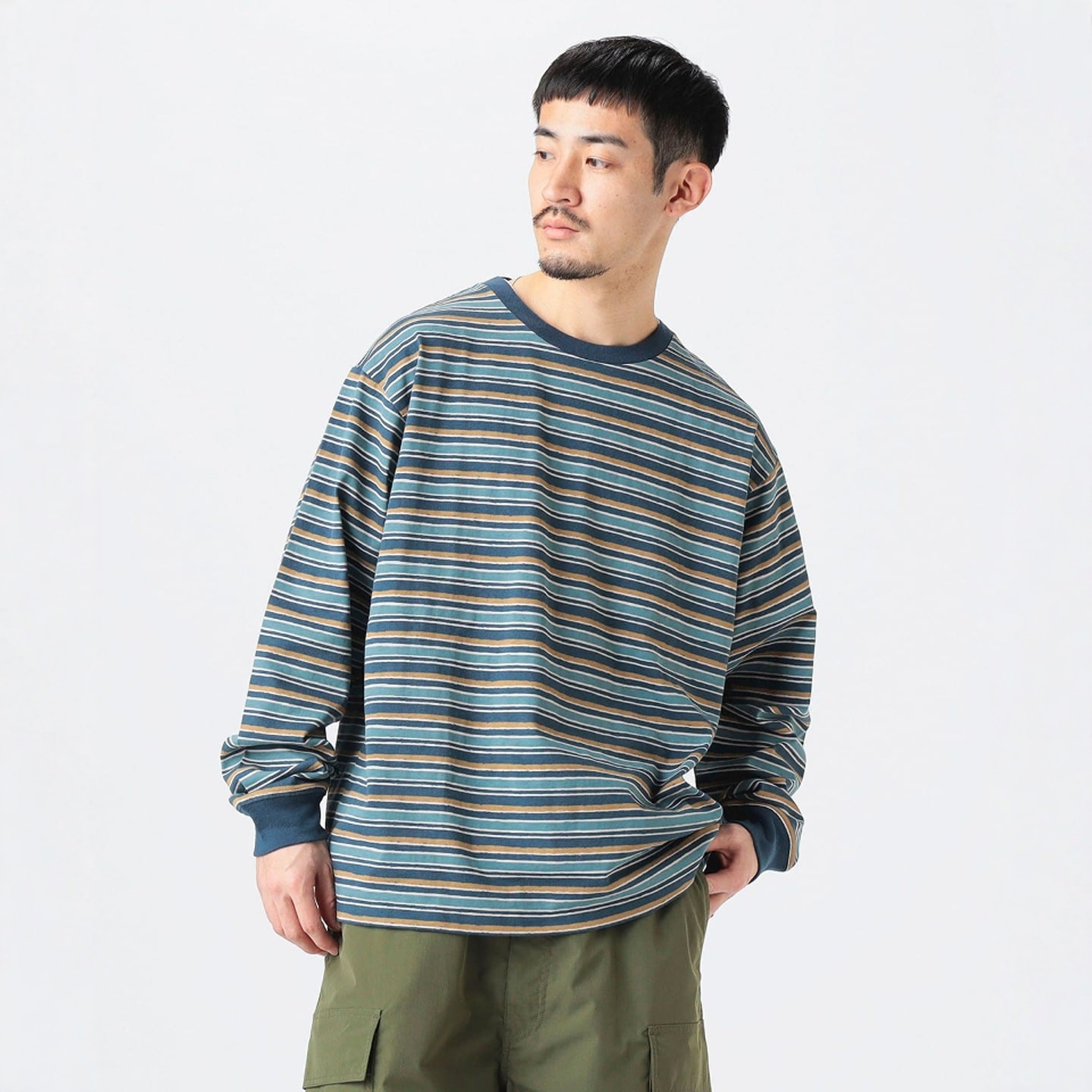 【5折】B:MING by BEAMS 印花条纹长袖T恤 男款 0249