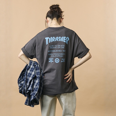 日本代购 THRASHER×FREAK'S STORE 大剪LOGO背面印花T恤  0230