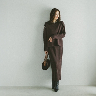 WORK GLOBAL 平滑针织套装 针织衫 580919 半身裙 限时7折