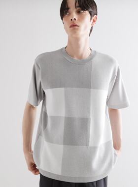 【6折】日本代购 tk.TAKEO KIKUCHI 针织对接短袖T恤 C01-32375