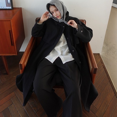 东京胖黄瓜日本代购 callautia 立领宽松超长毛呢外套frca034-566