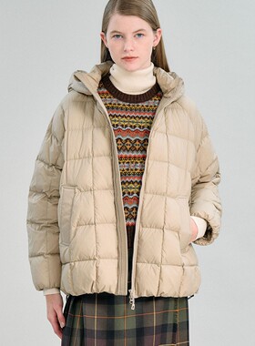 26秋冬 DANTON A字型方形连帽羽绒服 女款 0018